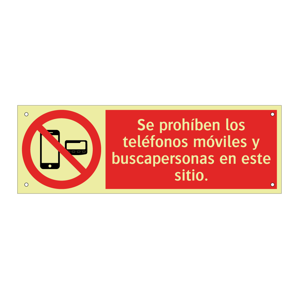 Se prohíben los teléfonos móviles y buscapersonas en este sitio.