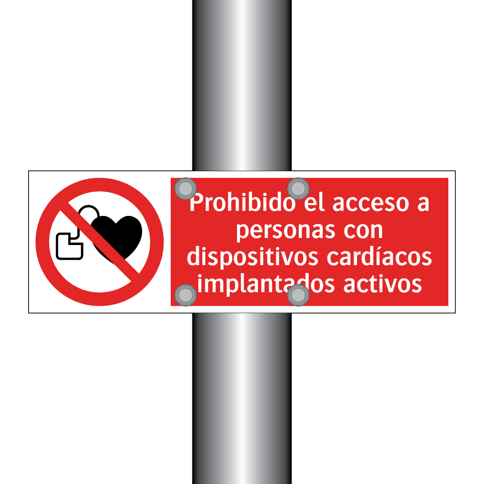 Prohibido el acceso a personas con dispositivos cardíacos implantados activos