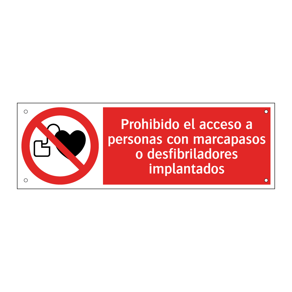 Prohibido el acceso a personas con marcapasos o desfibriladores implantados