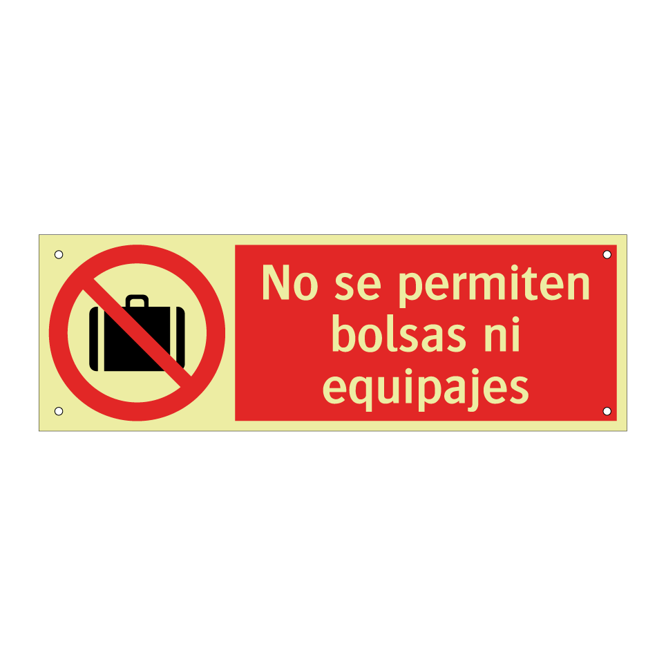 No se permiten bolsas ni equipajes