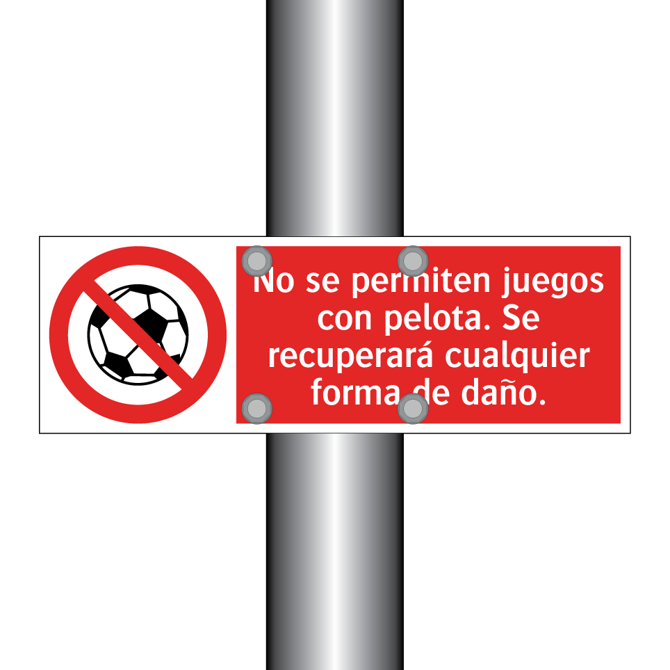 No se permiten juegos con pelota. Se recuperará cualquier forma de daño.