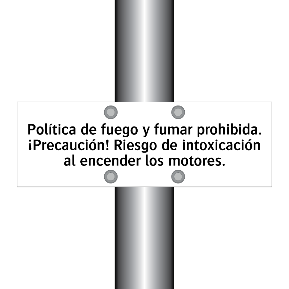 Política de fuego y fumar prohibida. ¡Precaución! Riesgo de intoxicación al encender los motores.