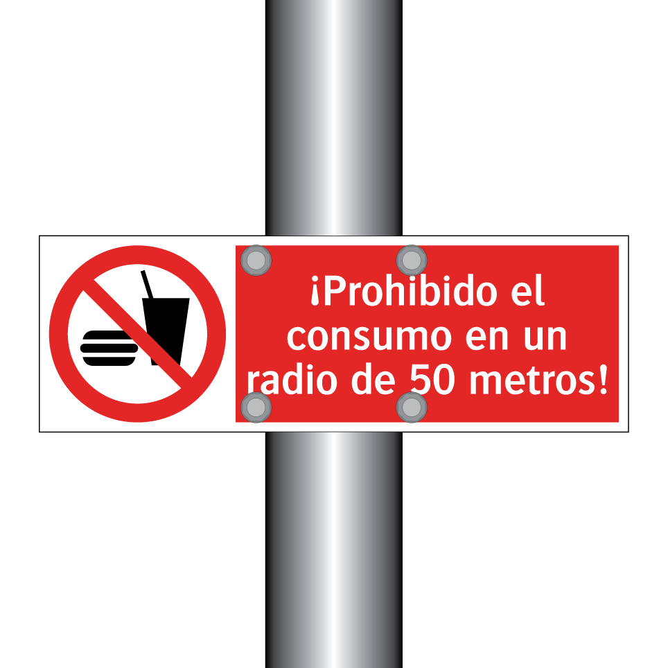 ¡Prohibido el consumo en un radio de 50 metros!