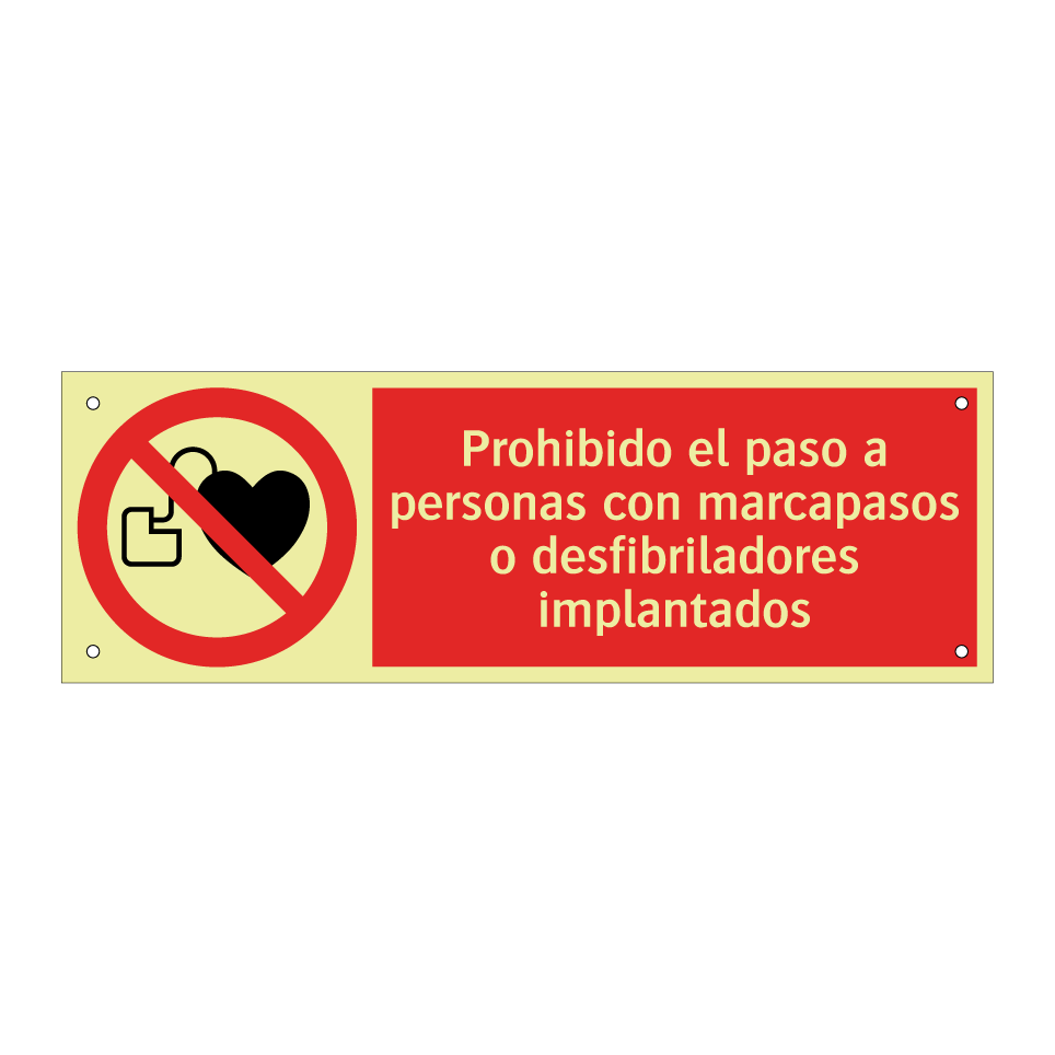 Prohibido el paso a personas con marcapasos o desfibriladores implantados