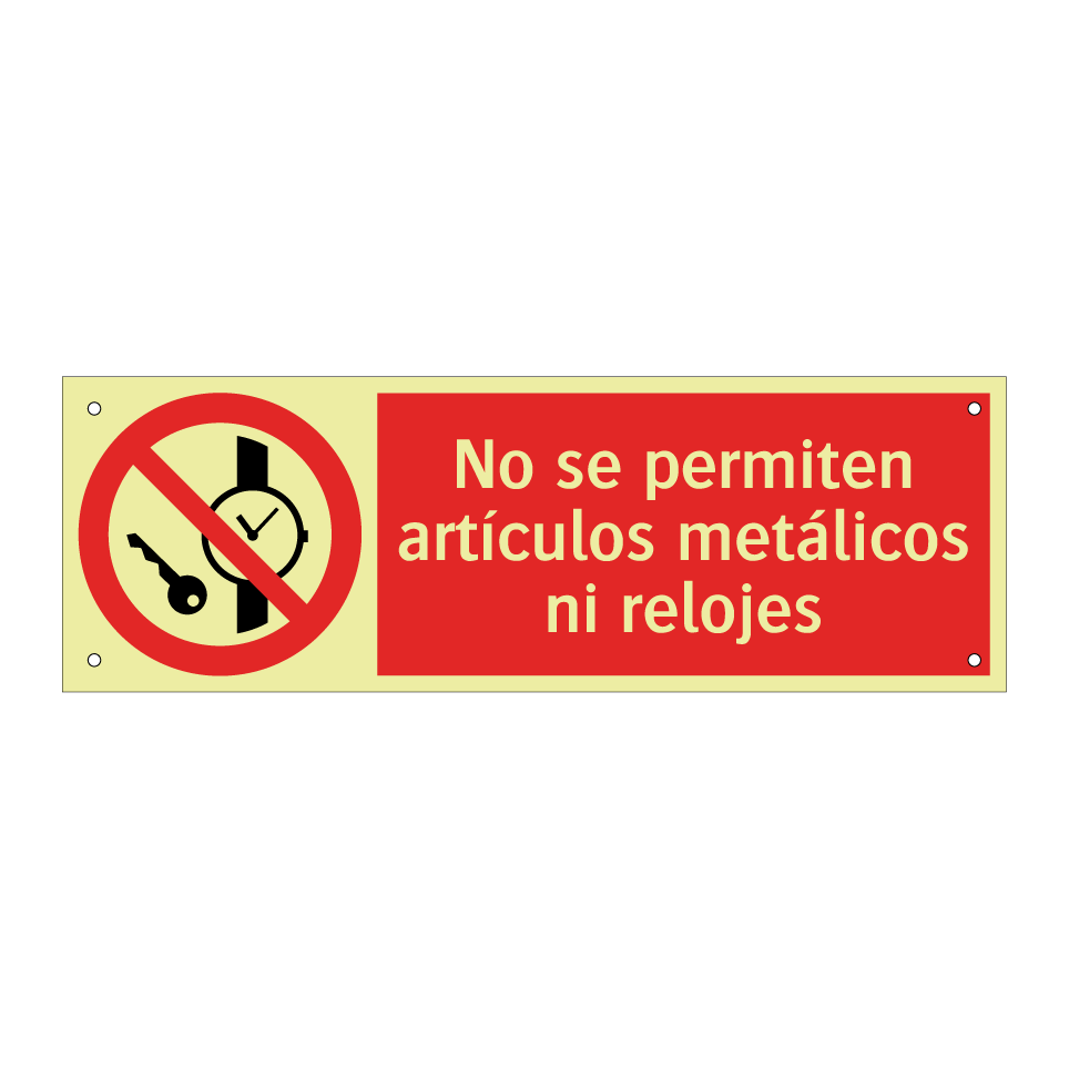 No se permiten artículos metálicos ni relojes