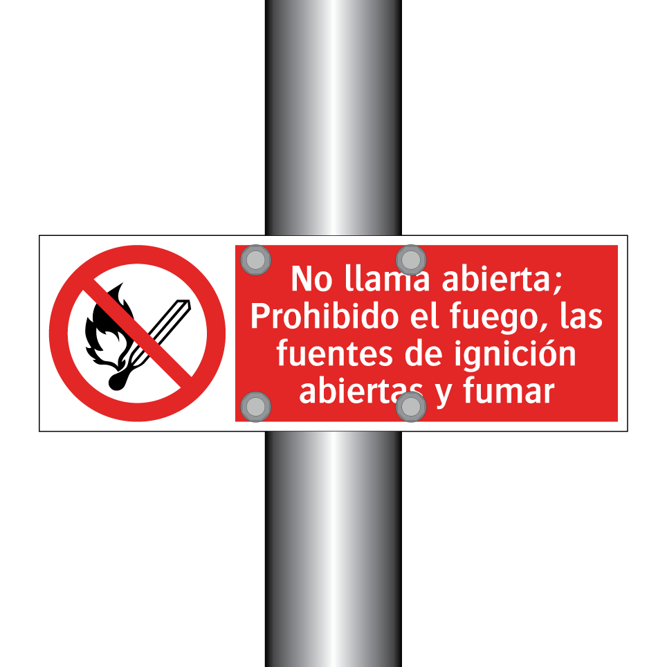 No llama abierta; Prohibido el fuego, las fuentes de ignición abiertas y fumar
