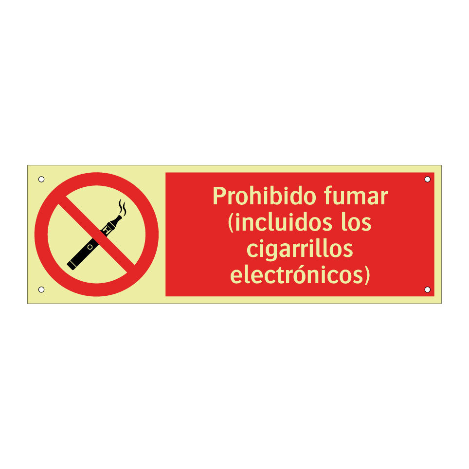 Prohibido fumar (incluidos los cigarrillos electrónicos)