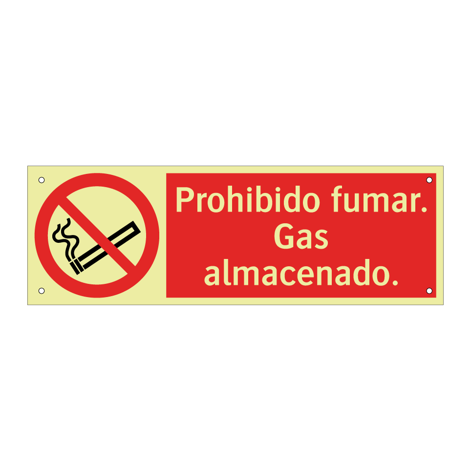 Prohibido fumar. Gas almacenado.