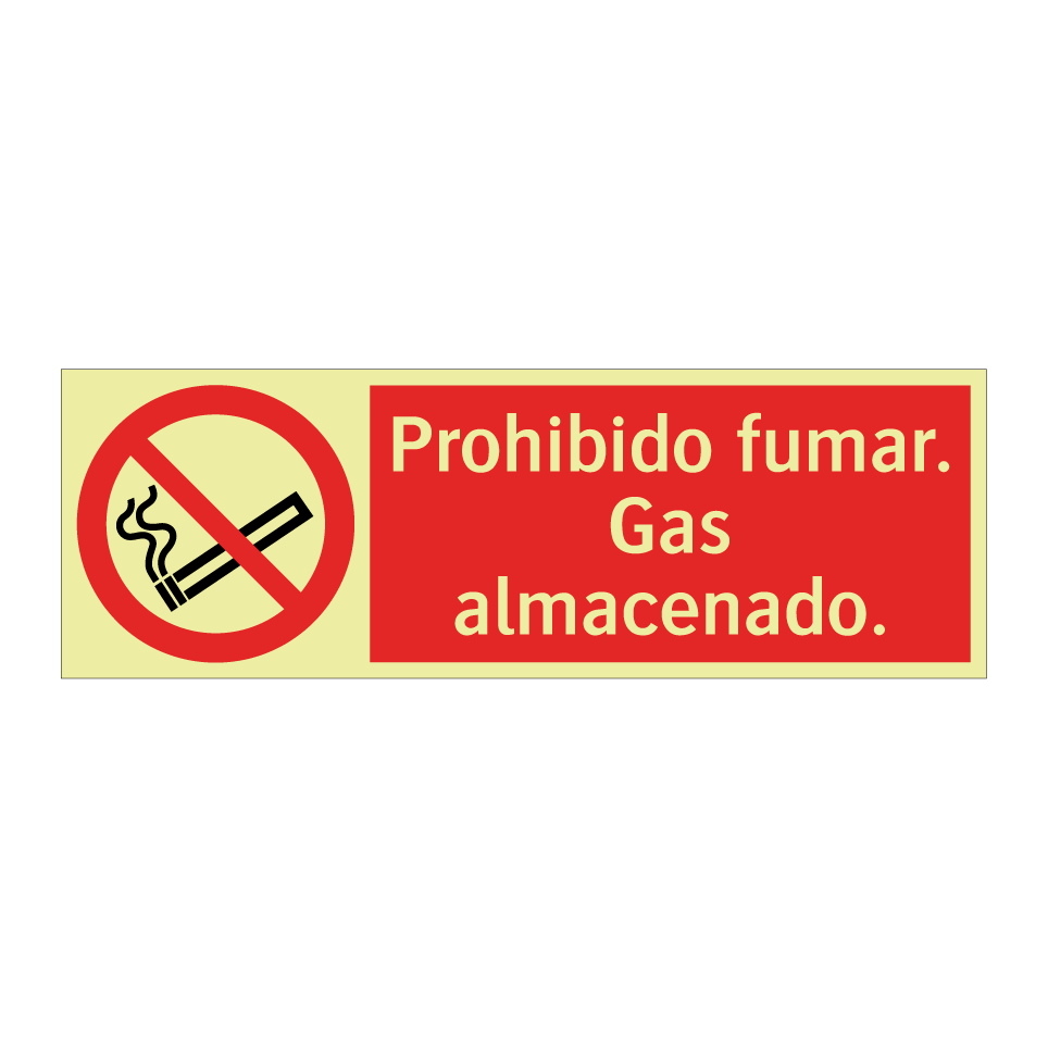 Prohibido fumar. Gas almacenado.