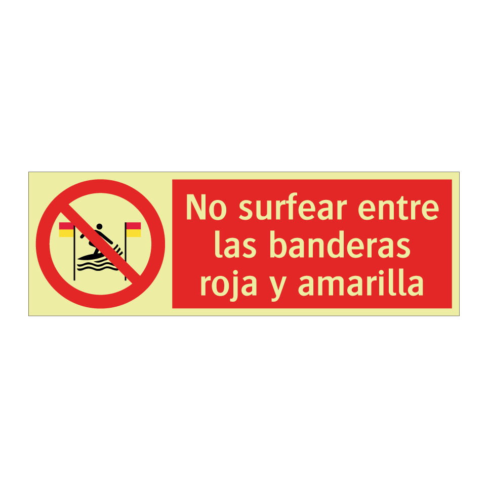 No surfear entre las banderas roja y amarilla