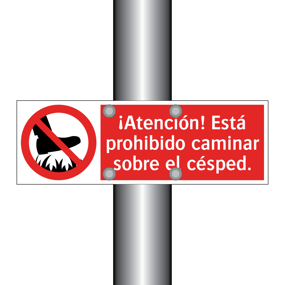 ¡Atención! Está prohibido caminar sobre el césped.