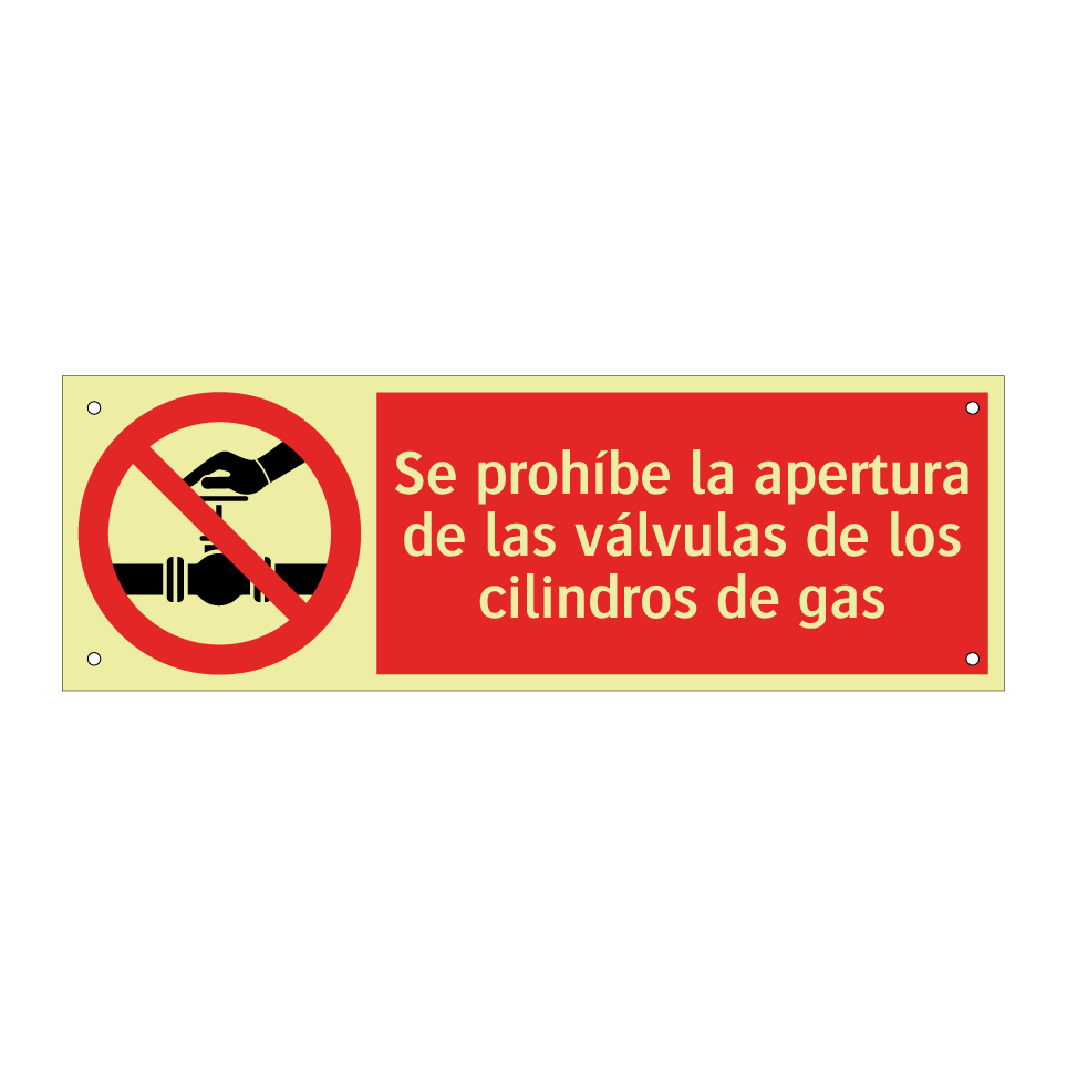 Se prohíbe la apertura de las válvulas de los cilindros de gas