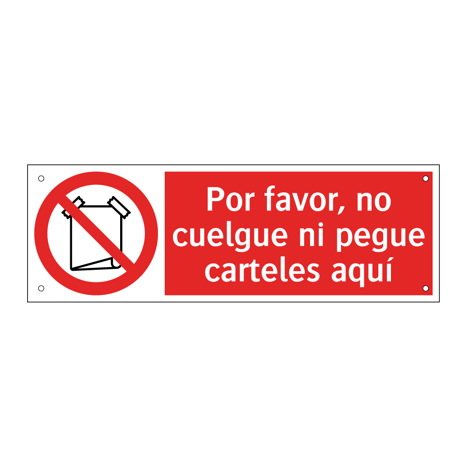 Por favor, no cuelgue ni pegue carteles aquí