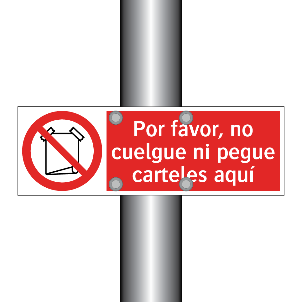 Por favor, no cuelgue ni pegue carteles aquí