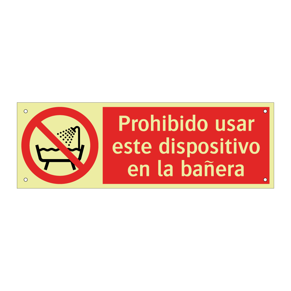 Prohibido usar este dispositivo en la bañera