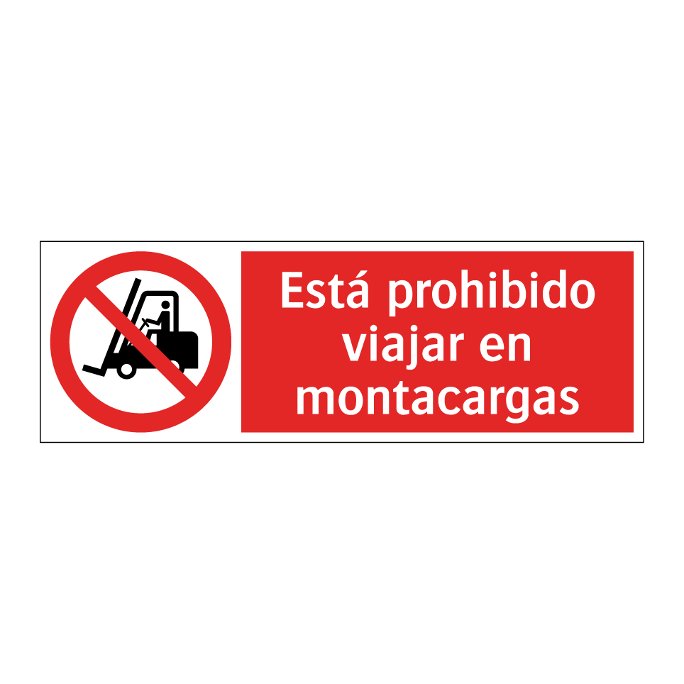 Está prohibido viajar en montacargas