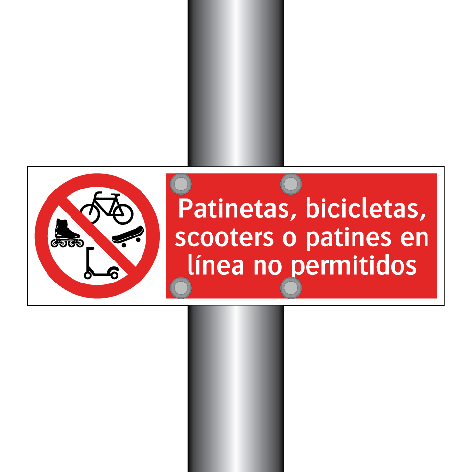 Patinetas, bicicletas, scooters o patines en línea no permitidos