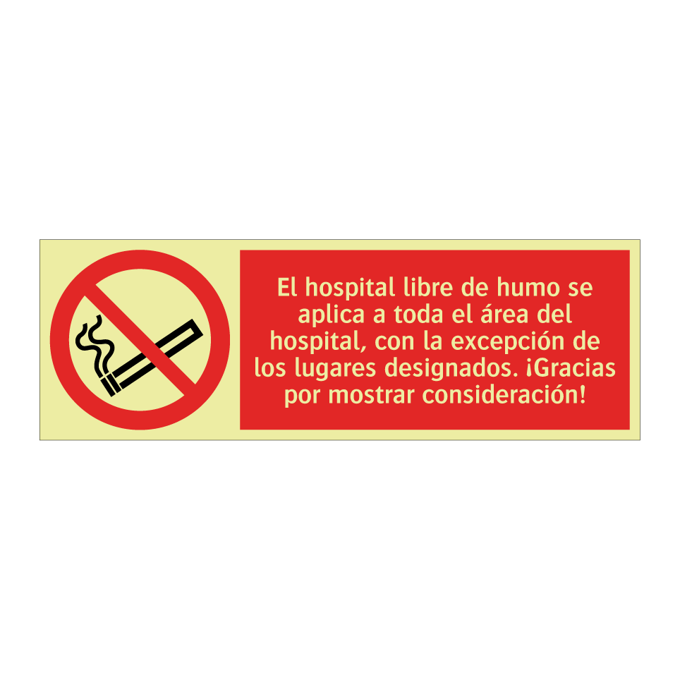 El hospital libre de humo se aplica a toda el área del hospital, con la excepción de los lugares designados. ¡Gracias por mostrar consideración!