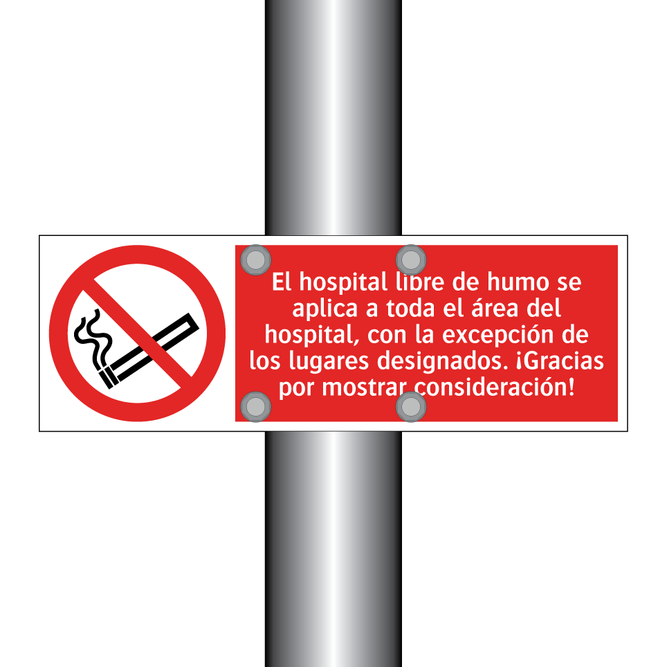 El hospital libre de humo se aplica a toda el área del hospital, con la excepción de los lugares designados. ¡Gracias por mostrar consideración!
