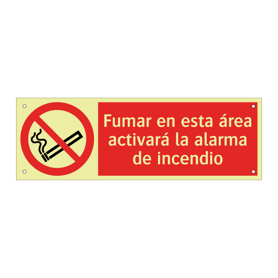 Fumar en esta área activará la alarma de incendio