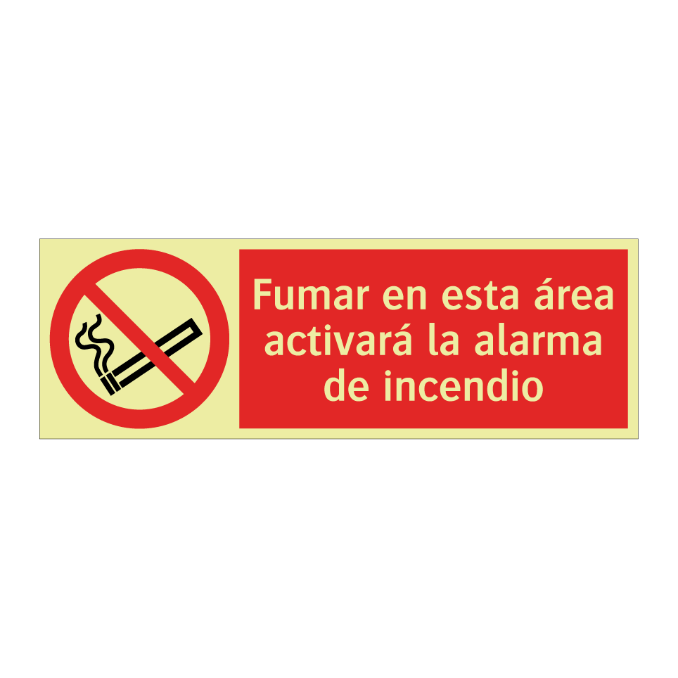 Fumar en esta área activará la alarma de incendio