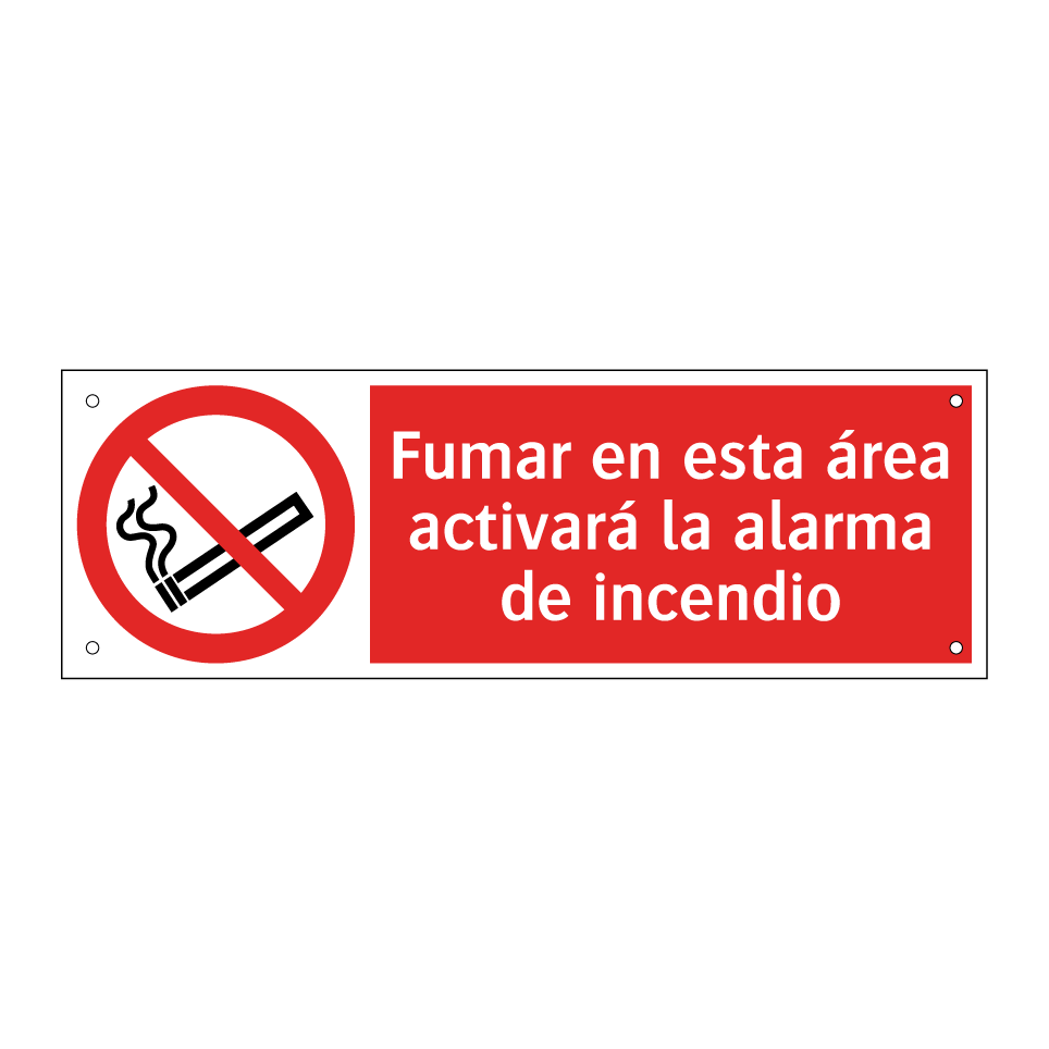 Fumar en esta área activará la alarma de incendio
