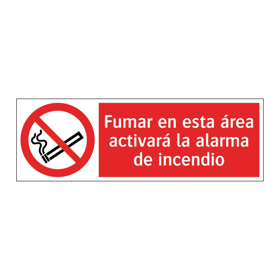Fumar en esta área activará la alarma de incendio