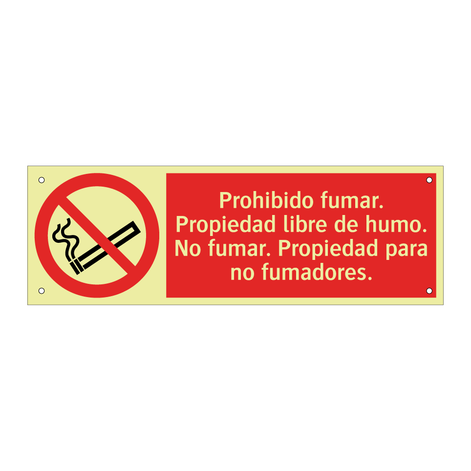 Prohibido fumar. Propiedad libre de humo. No fumar. Propiedad para no fumadores.