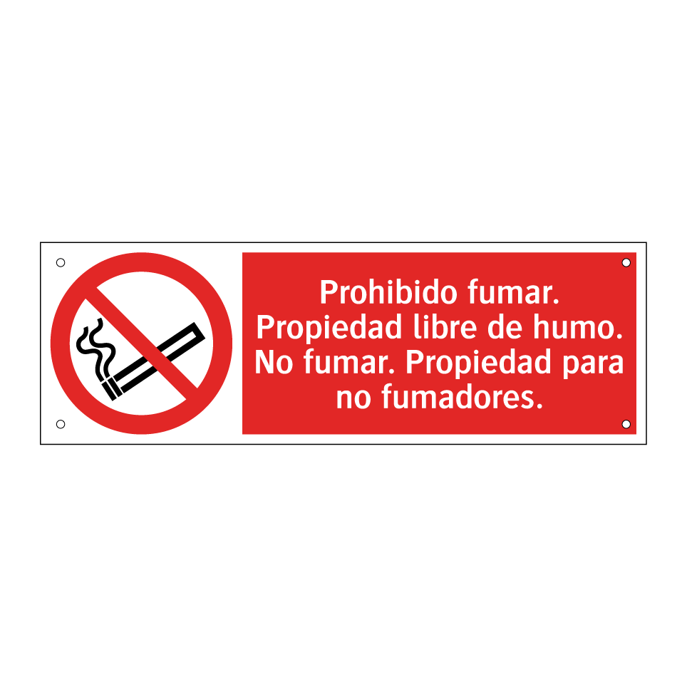 Prohibido fumar. Propiedad libre de humo. No fumar. Propiedad para no fumadores.