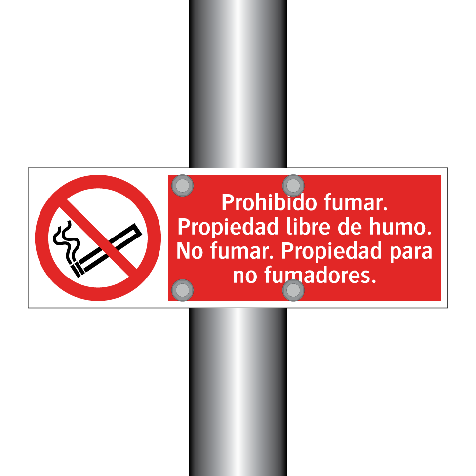 Prohibido fumar. Propiedad libre de humo. No fumar. Propiedad para no fumadores.