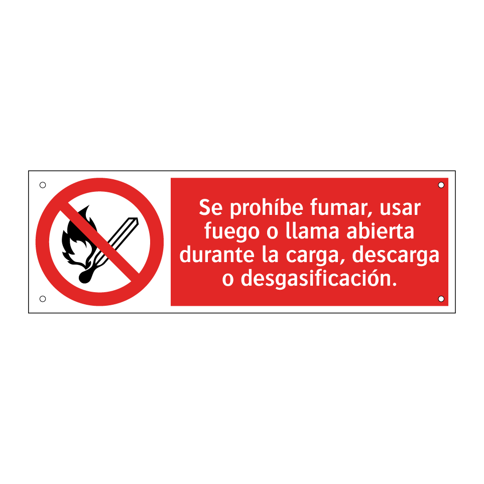 Se prohíbe fumar, usar fuego o llama abierta durante la carga, descarga o desgasificación.