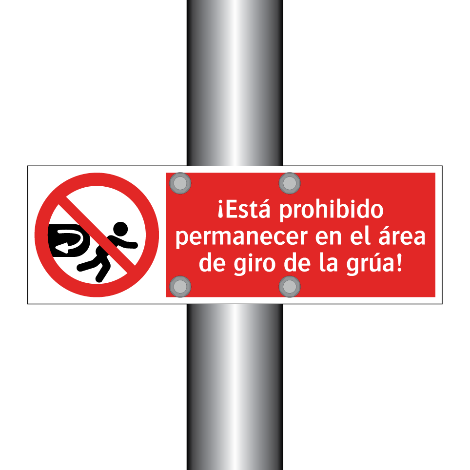 ¡Está prohibido permanecer en el área de giro de la grúa!