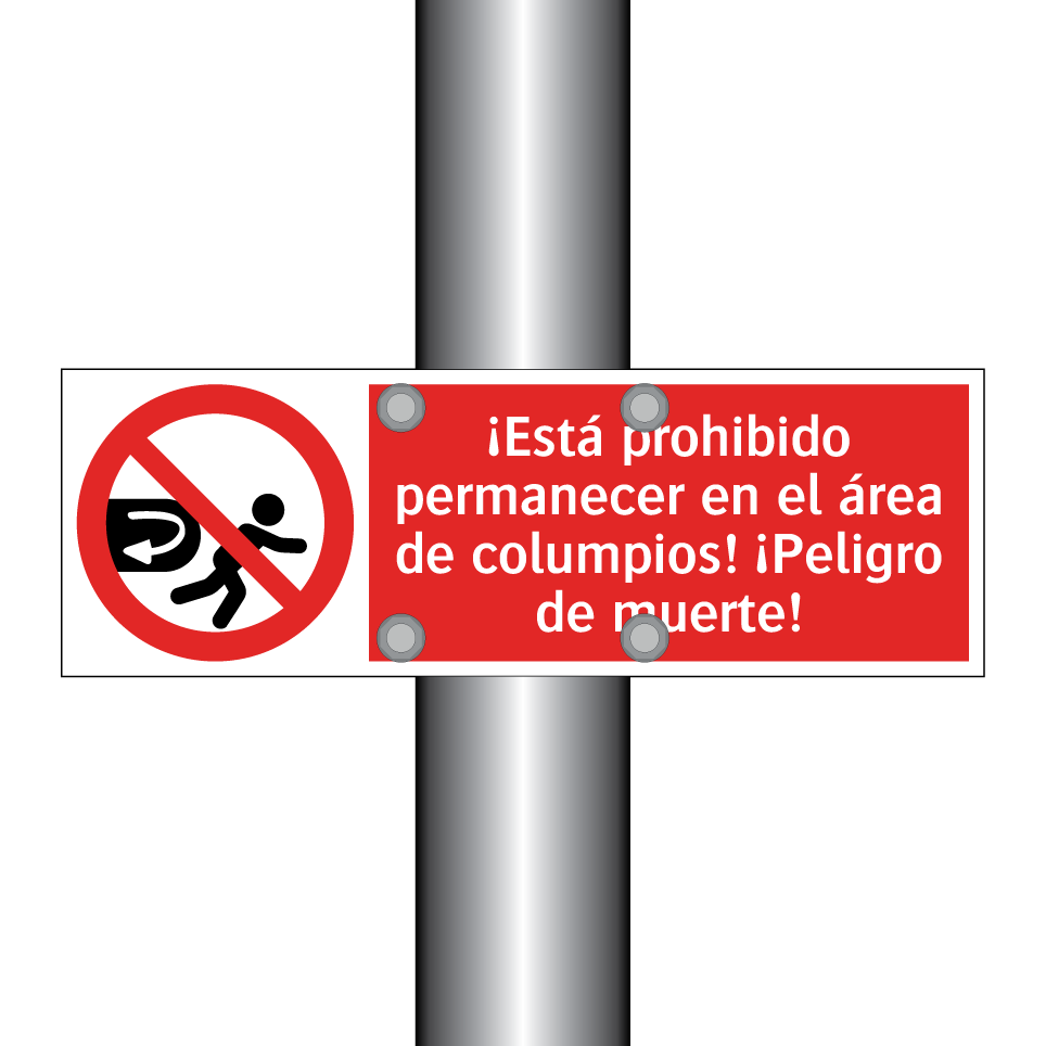 ¡Está prohibido permanecer en el área de columpios! ¡Peligro de muerte!