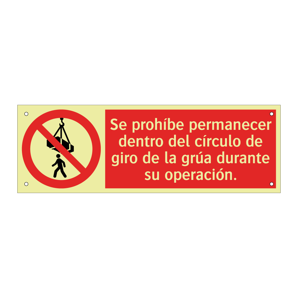 Se prohíbe permanecer dentro del círculo de giro de la grúa durante su operación.