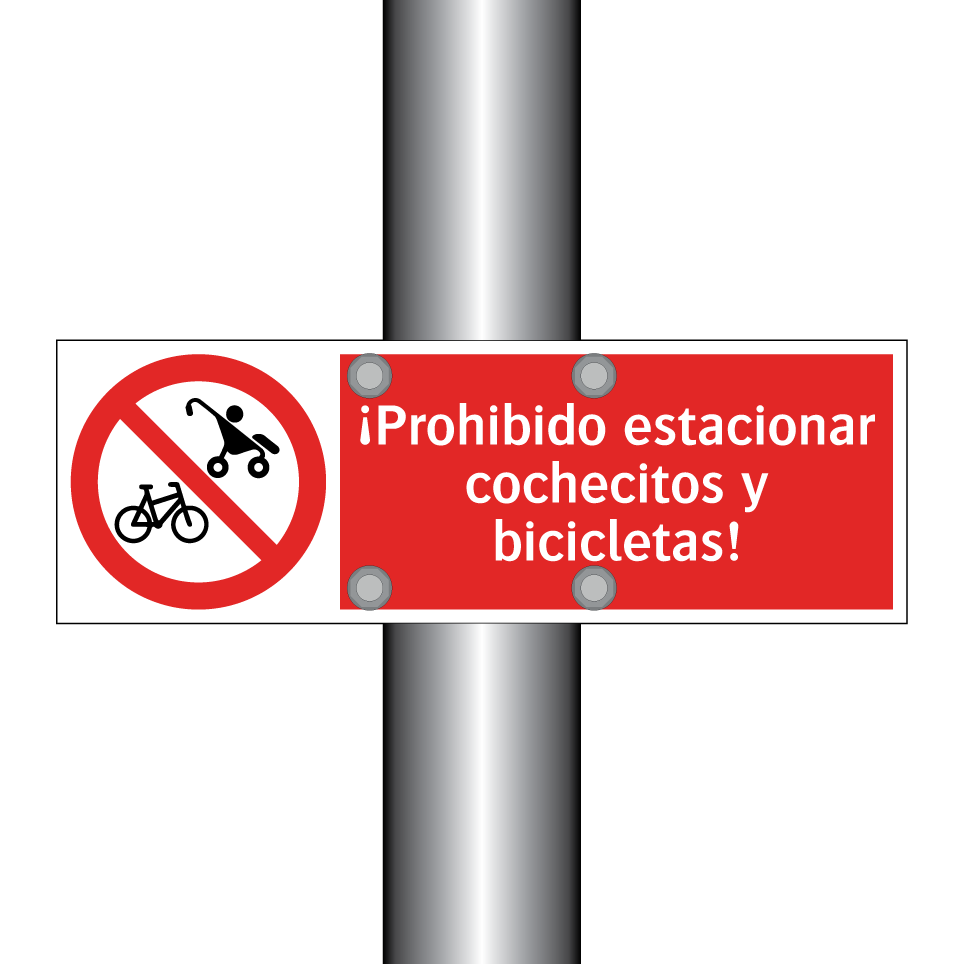 ¡Prohibido estacionar cochecitos y bicicletas!