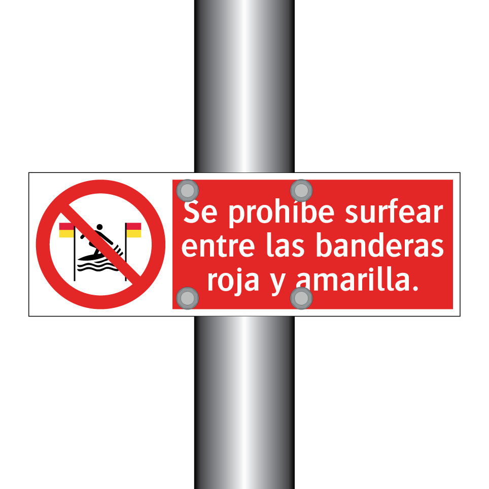 Se prohíbe surfear entre las banderas roja y amarilla.