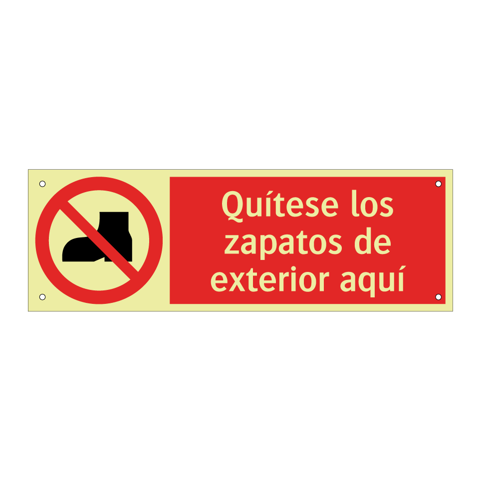 Quítese los zapatos de exterior aquí
