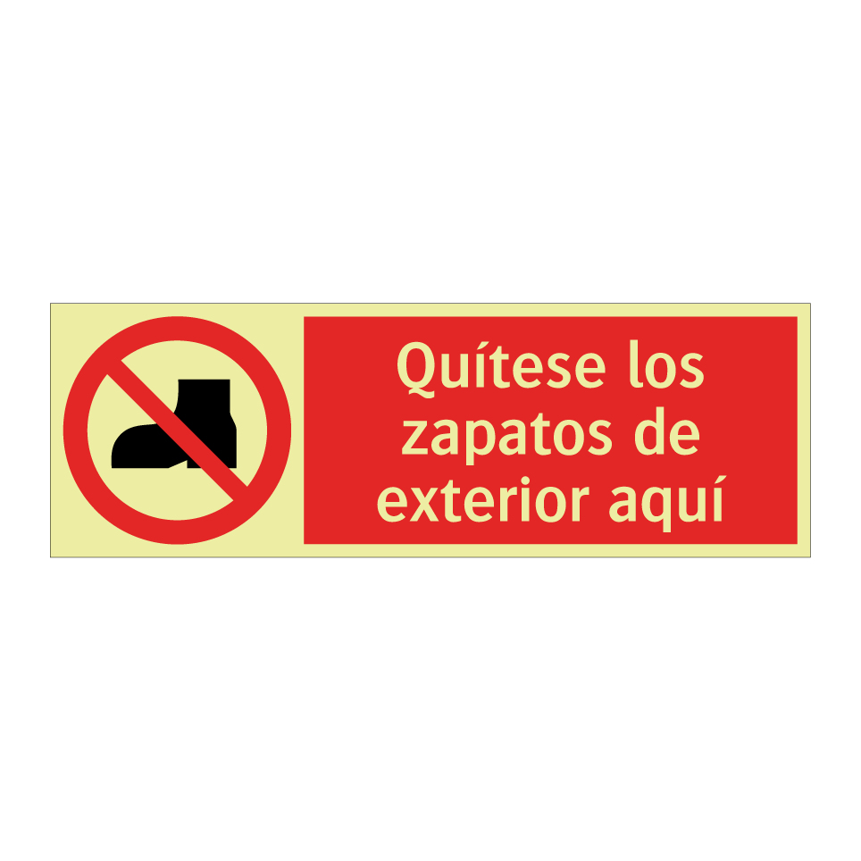 Quítese los zapatos de exterior aquí