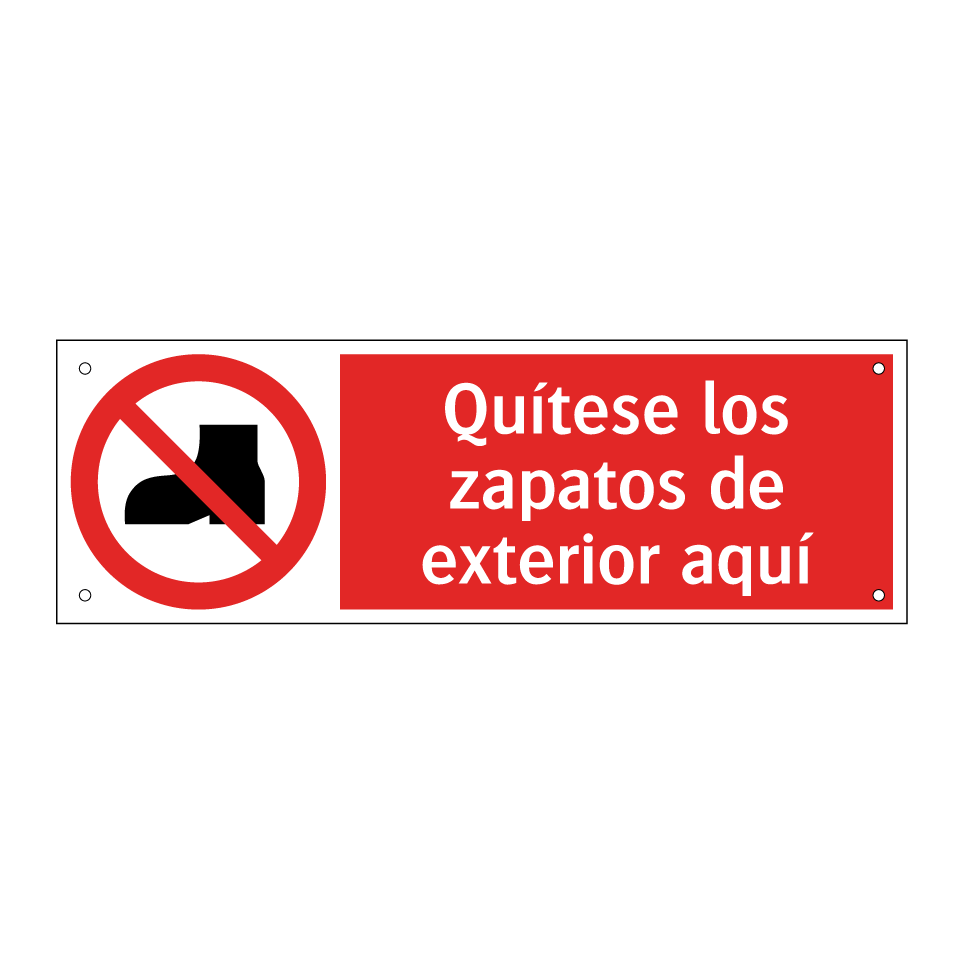 Quítese los zapatos de exterior aquí