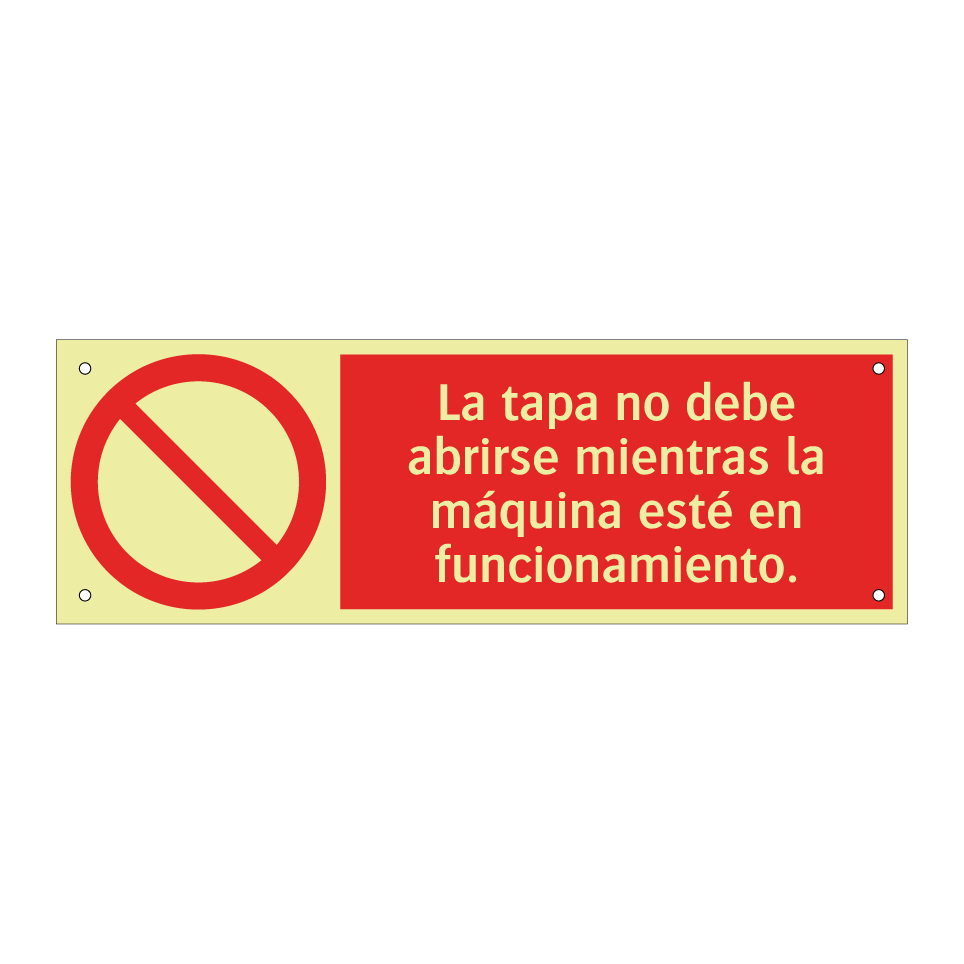 La tapa no debe abrirse mientras la máquina esté en funcionamiento.
