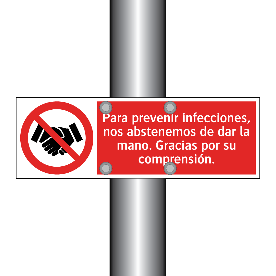Para prevenir infecciones, nos abstenemos de dar la mano. Gracias por su comprensión.