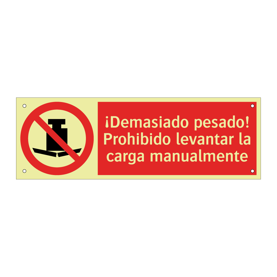¡Demasiado pesado! Prohibido levantar la carga manualmente
