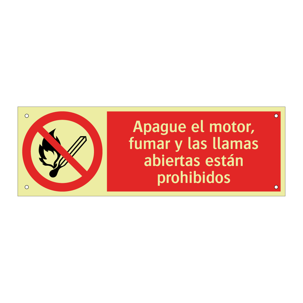 Apague el motor, fumar y las llamas abiertas están prohibidos