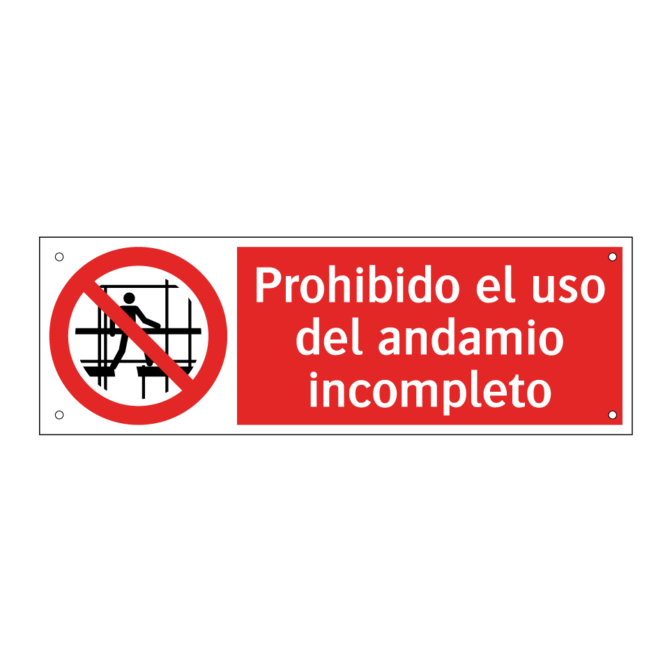 Prohibido el uso del andamio incompleto