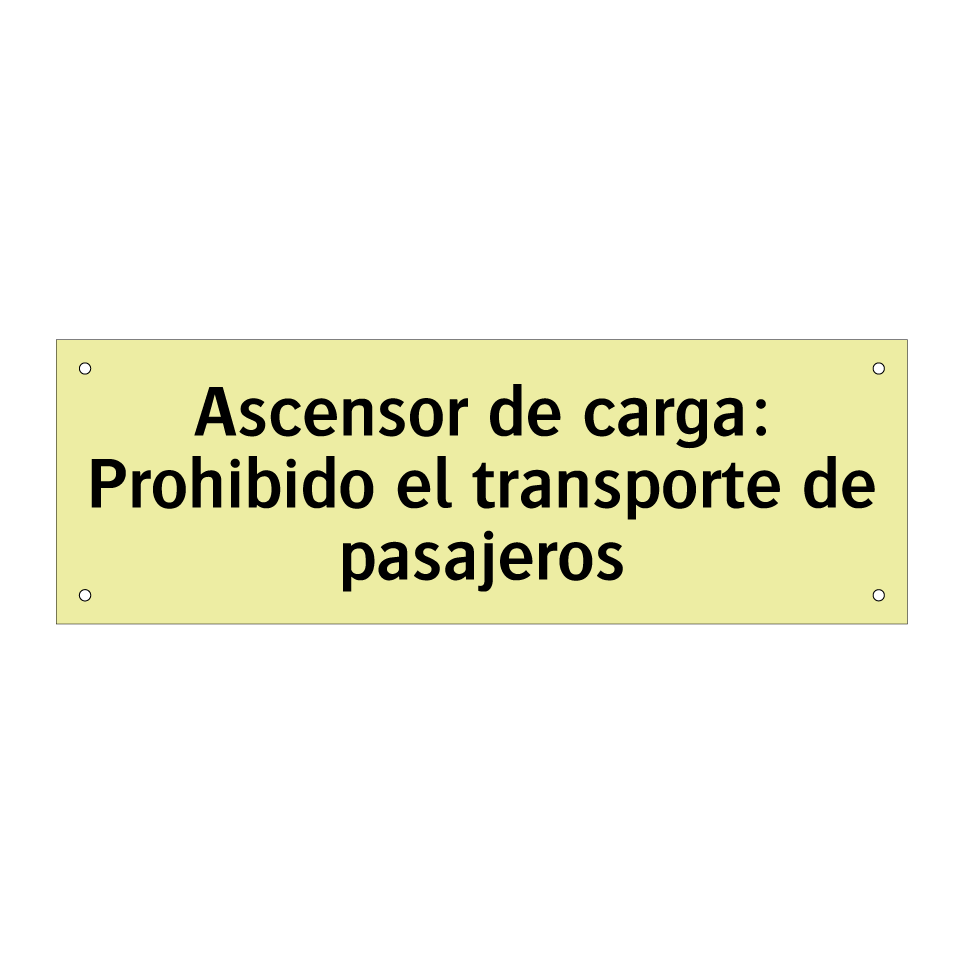 Ascensor de carga: Prohibido el transporte de pasajeros