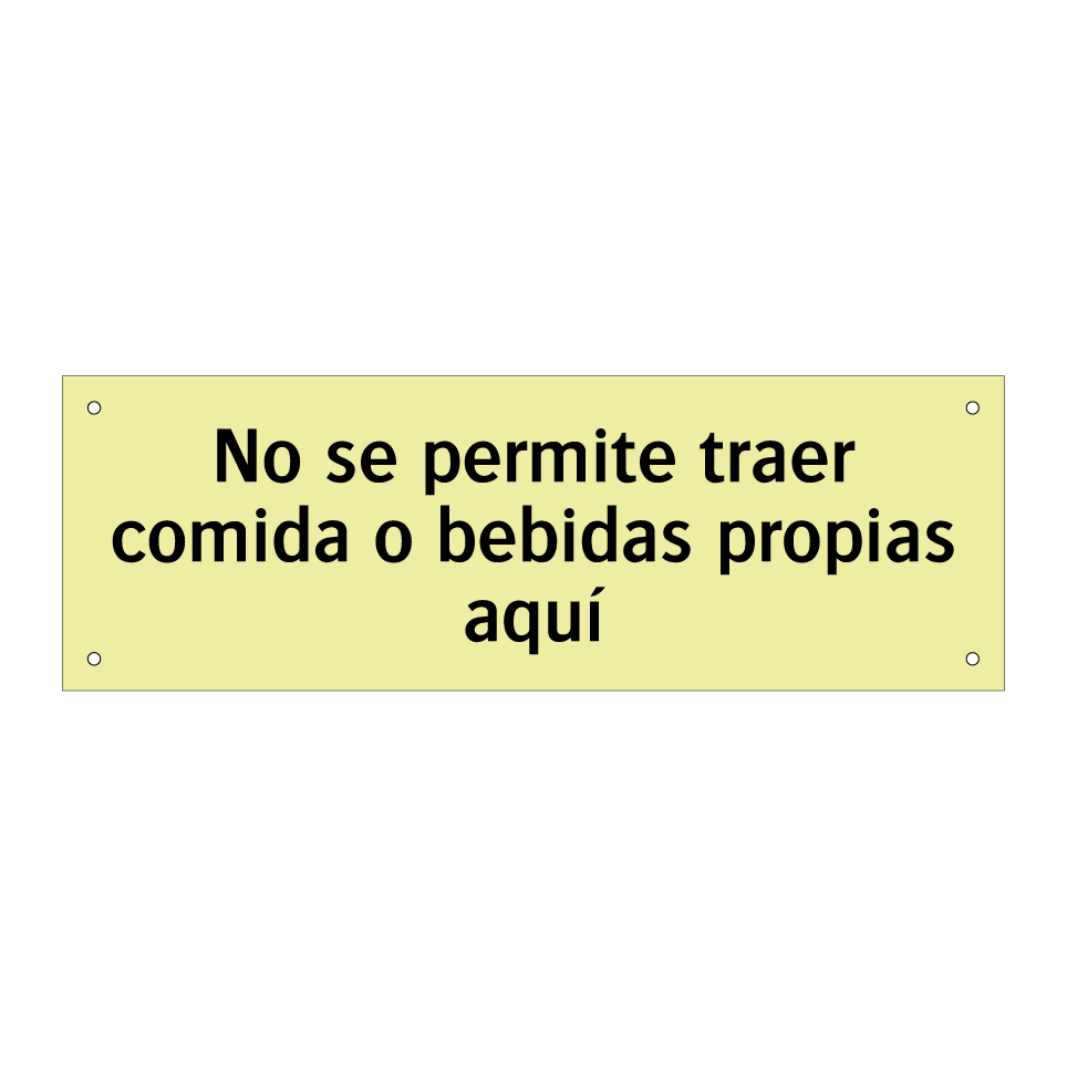 No se permite traer comida o bebidas propias aquí