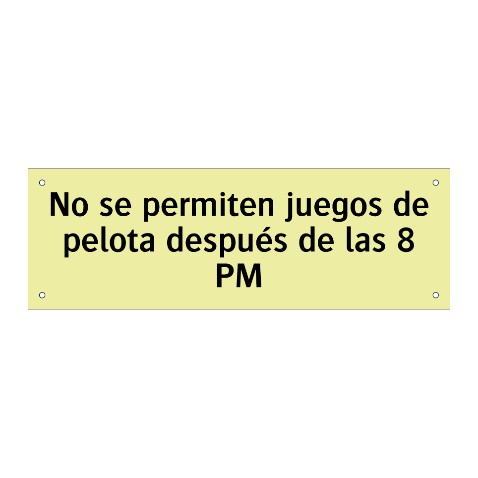 No se permiten juegos de pelota después de las 8 PM