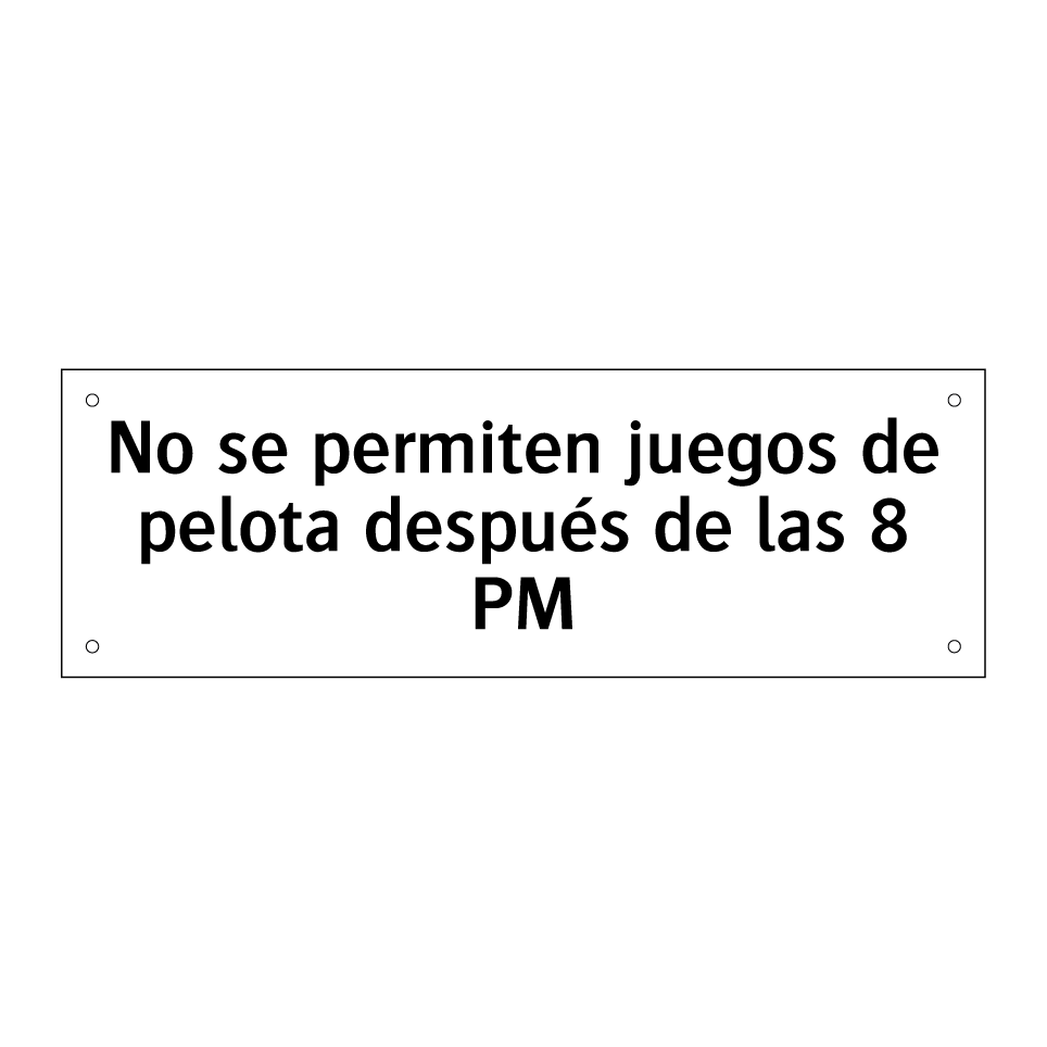 No se permiten juegos de pelota después de las 8 PM