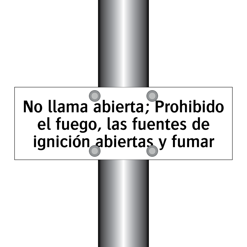 No llama abierta; Prohibido el fuego, las fuentes de ignición abiertas y fumar