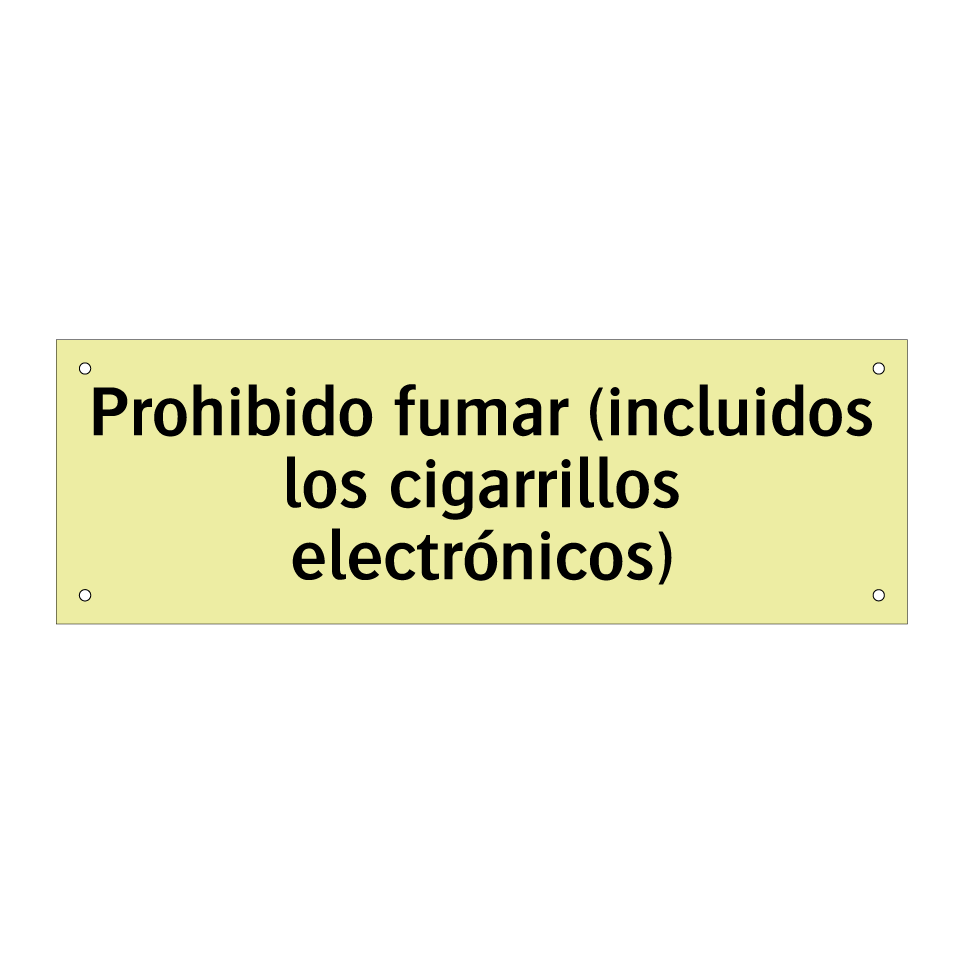 Prohibido fumar (incluidos los cigarrillos electrónicos)